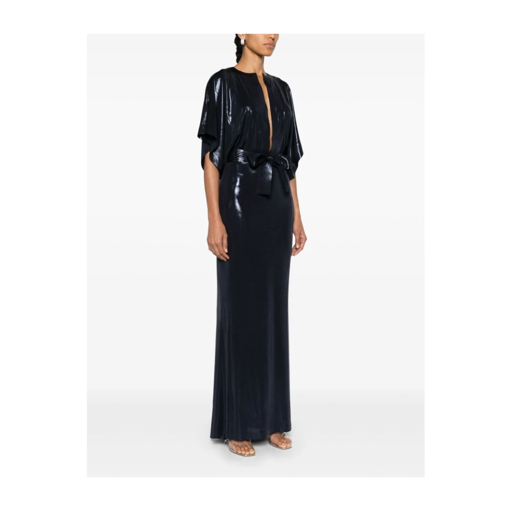 Norma Kamali Split Hals Gown Jurk Blue Dames