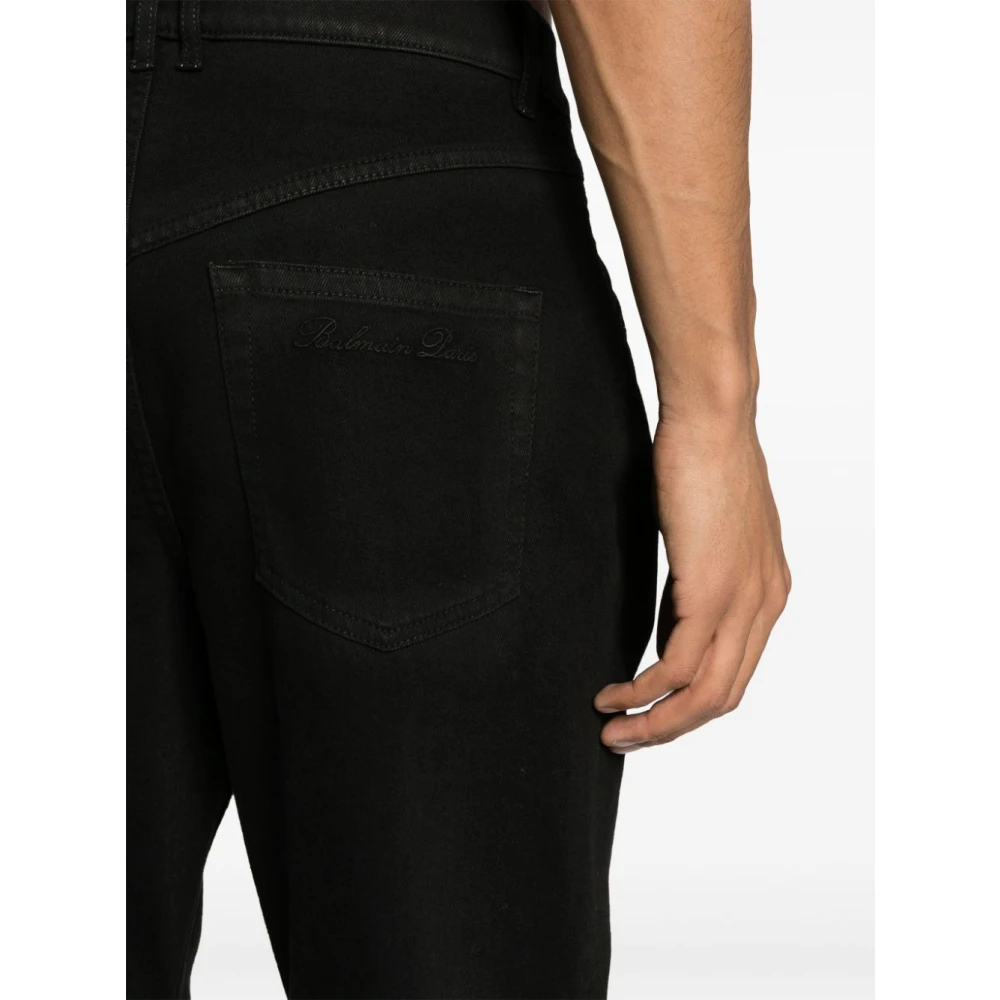 Balmain Zwarte Denim Straight Leg Jeans Black Heren