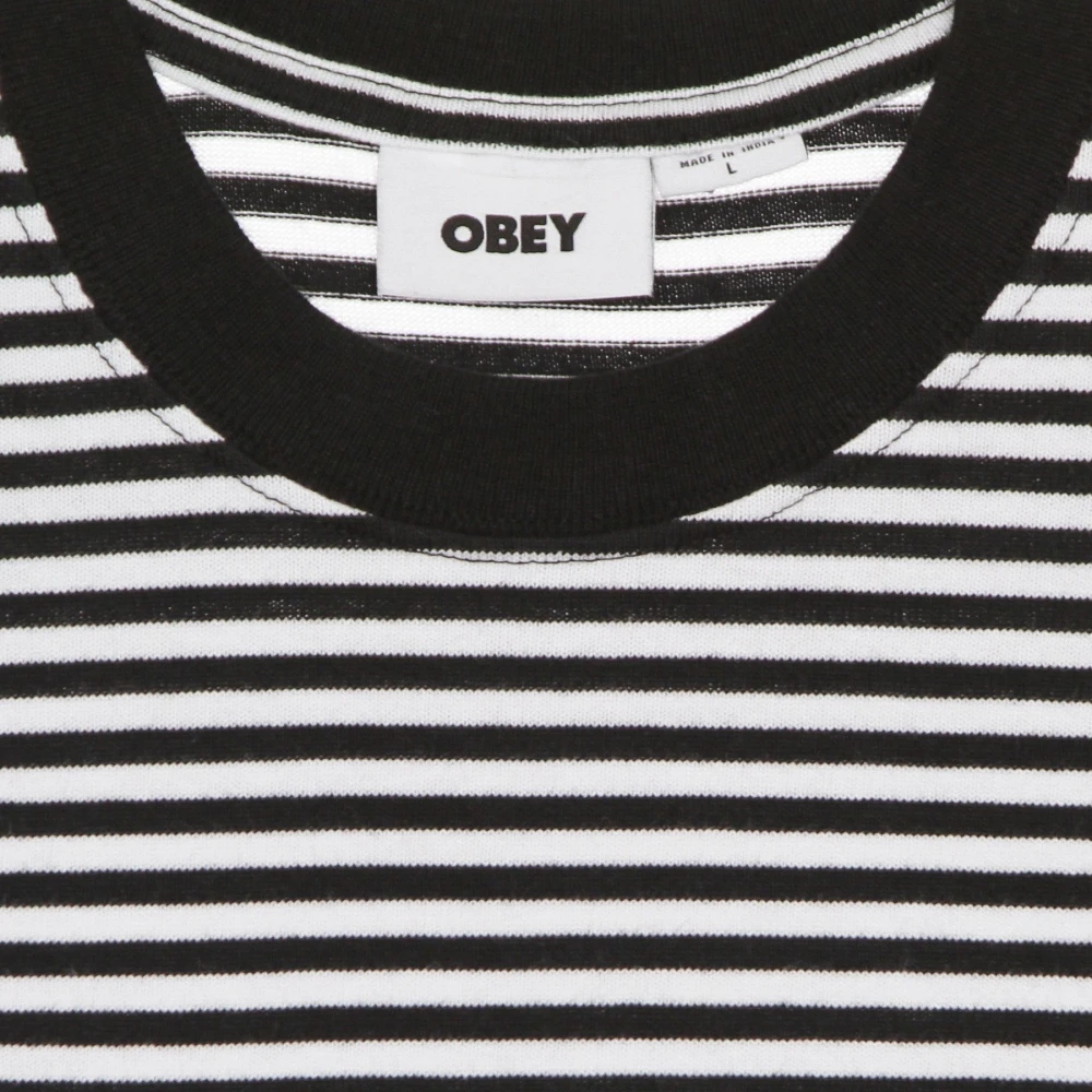 Obey Legacy Gestreept Shirt Zwart Multi Black Heren