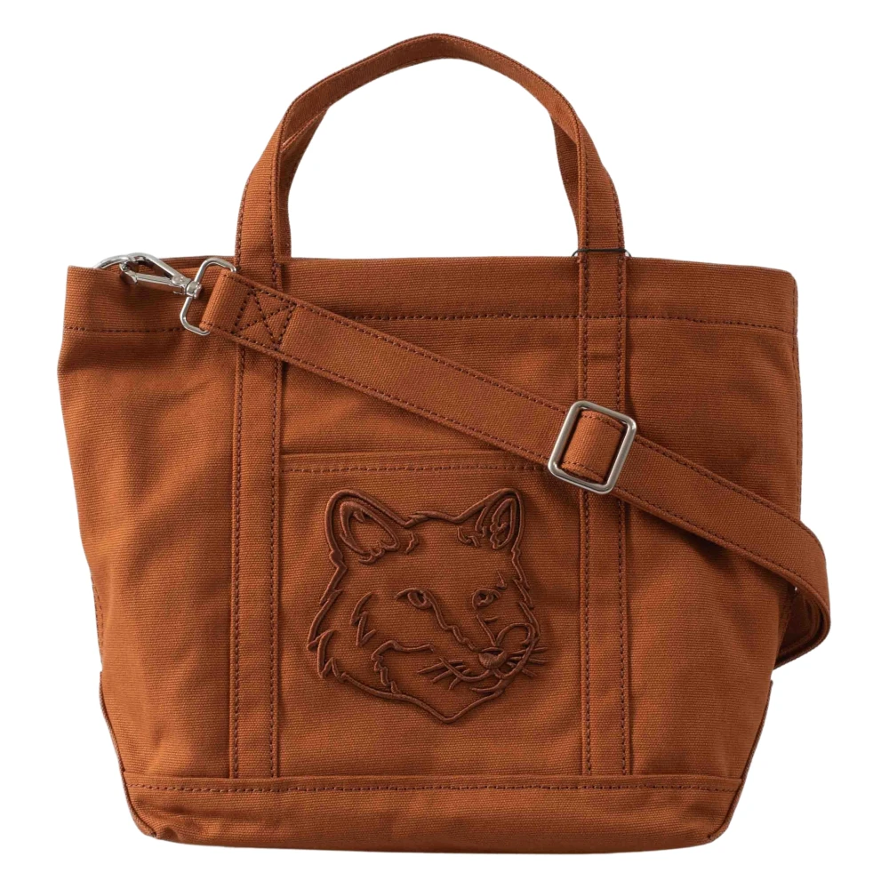 Maison Kitsuné Vos Hoofd Kleine Tote Tas Brown Dames