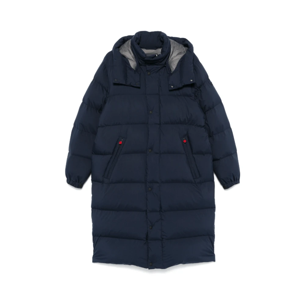 Kiton Navy Blauwe Gewatteerde Jas met Capuchon Blue Heren