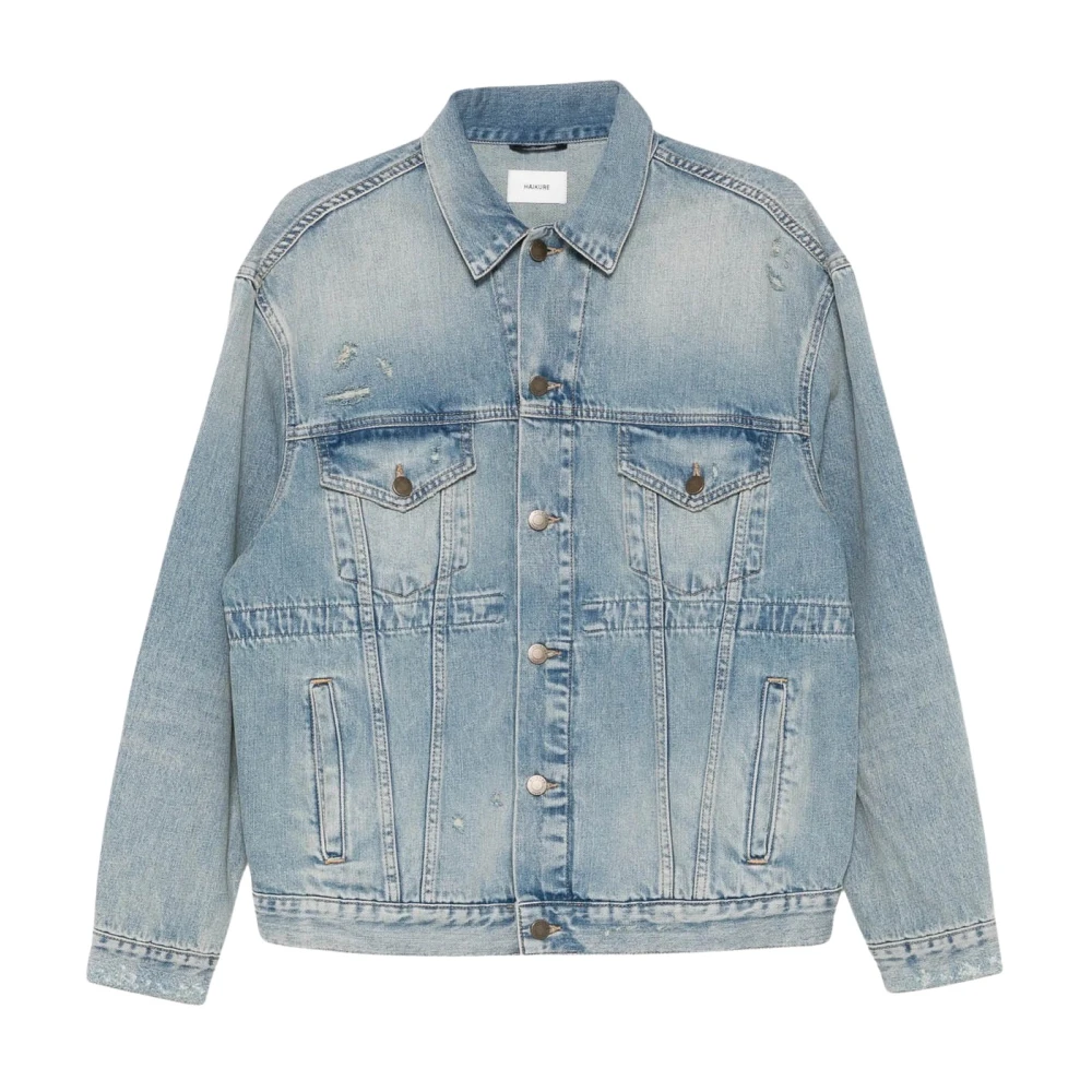 Haikure Women's Blue Denim Jackets, Xs, Giacca Over In Denim Con Dettaglio Coulisse In Vita