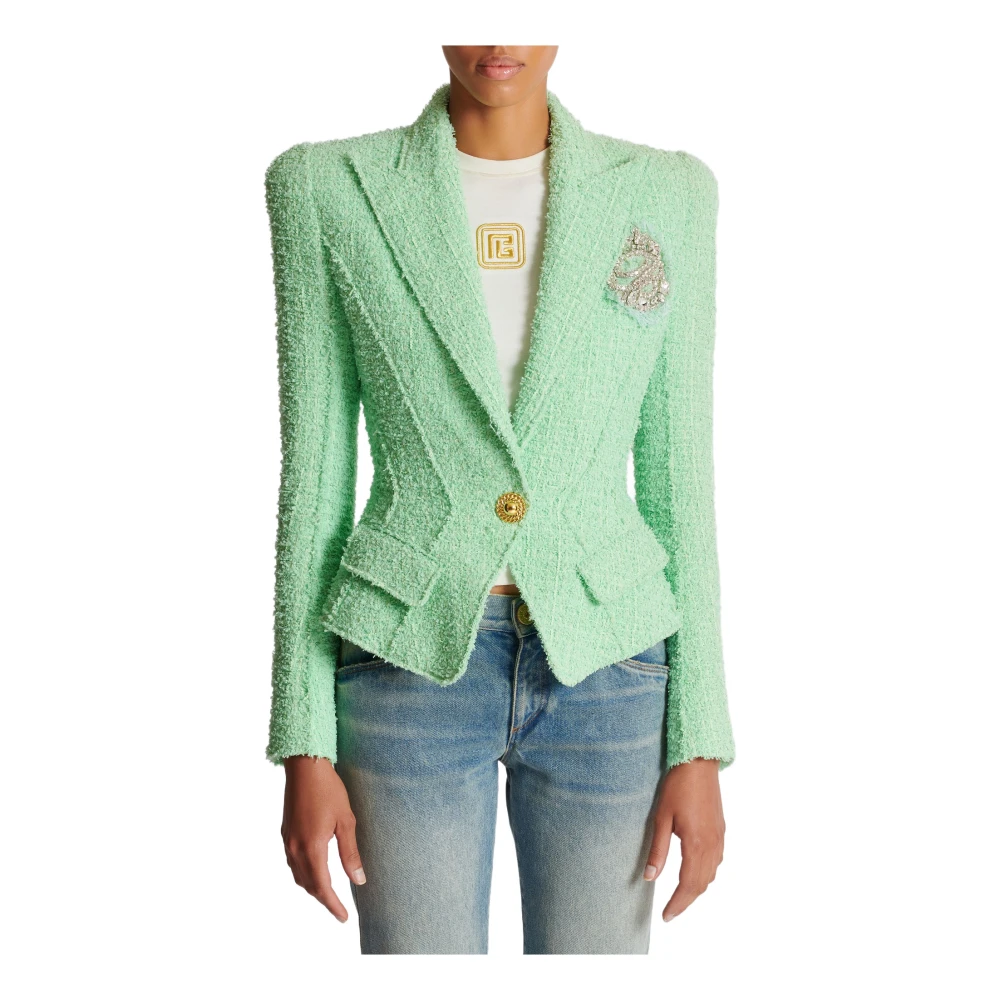 Balmain Jolie Madame Tweed Jacket Green Dames
