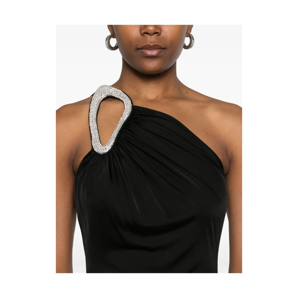 David Koma Zwarte Jurk met Voor Split Black Dames