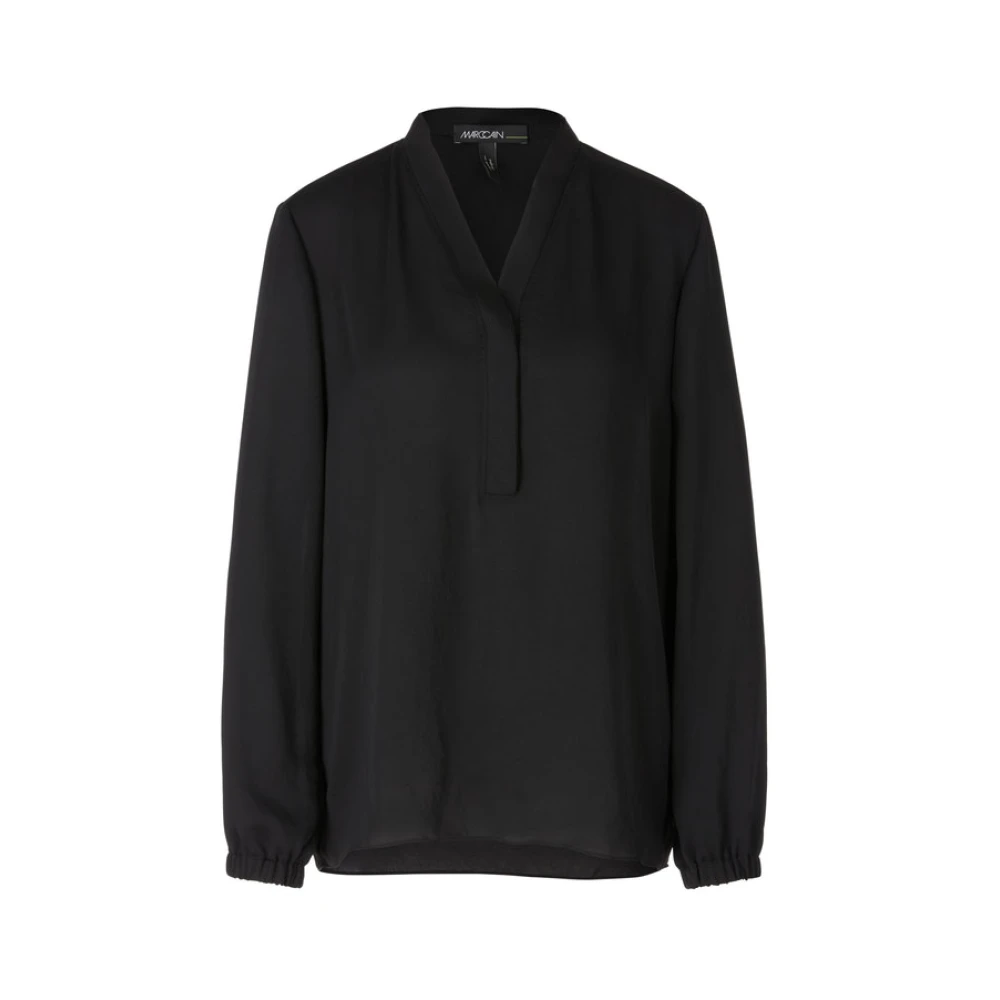 Marc Cain Women's Black Flowing Blouse With Volant Details - Blouses - S - Blouses & Shirts