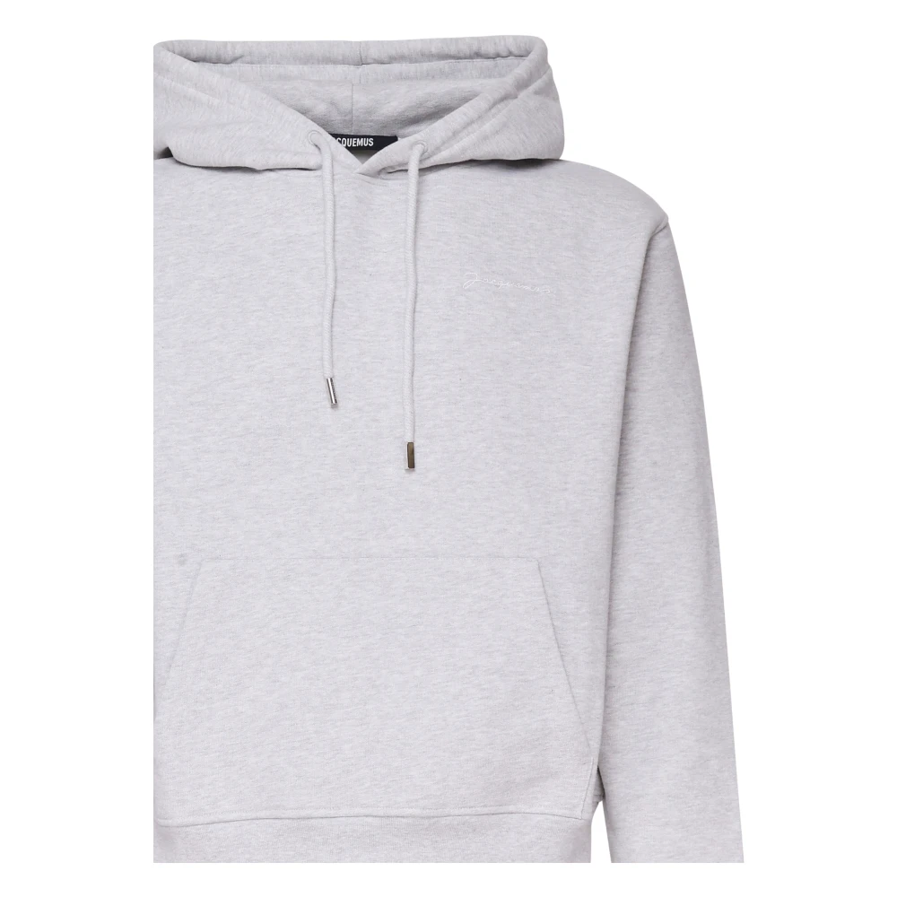 Jacquemus Geborduurde Logo Hoodie in Grijs Katoen Gray Heren