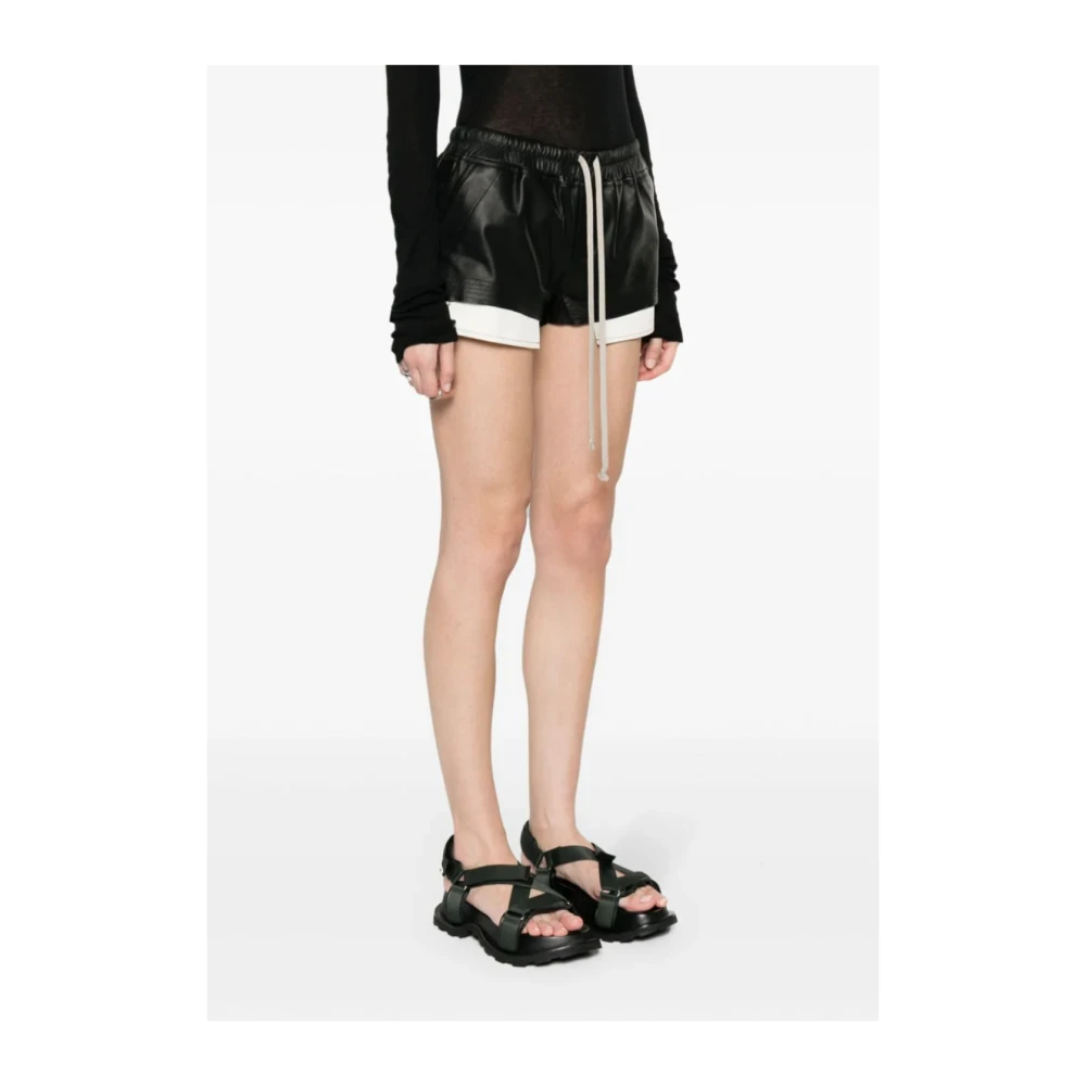 Rick Owens Zwarte leren boxershorts Black Dames