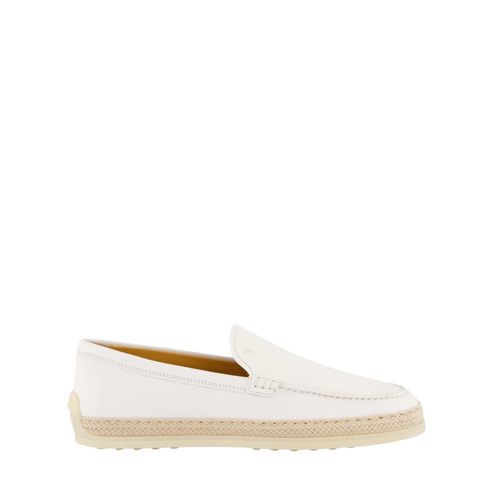 Tod's Women's White Rafia Mocassino Shoe