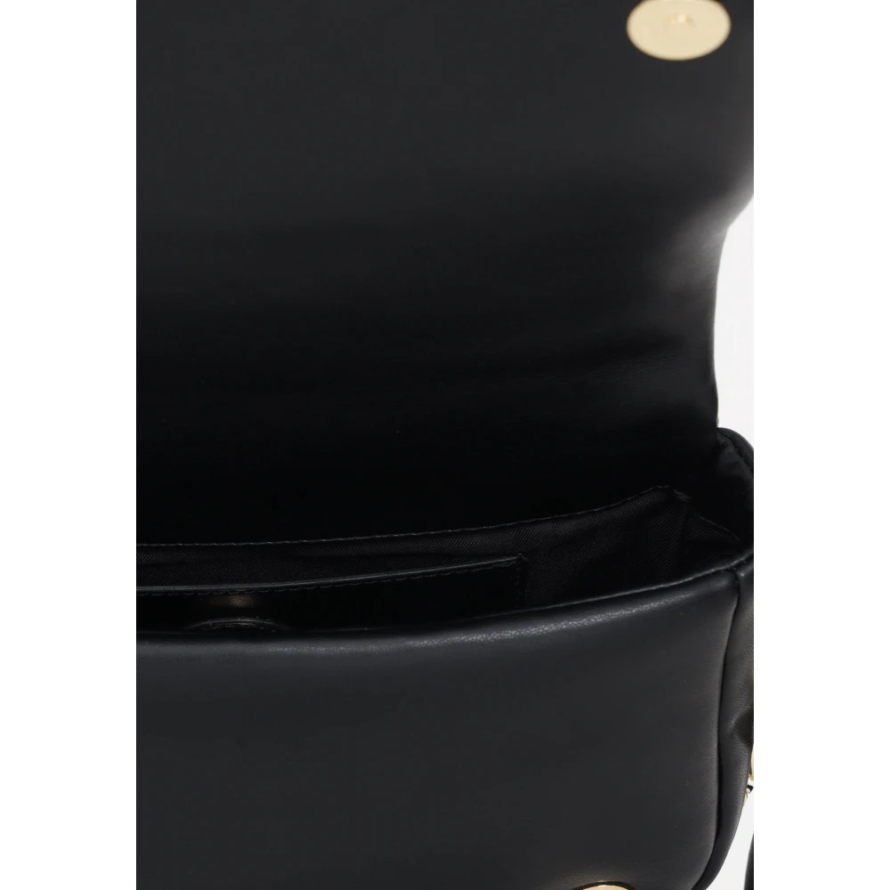 Love Moschino Zwarte tas met logo plaat en gouden details Black Dames