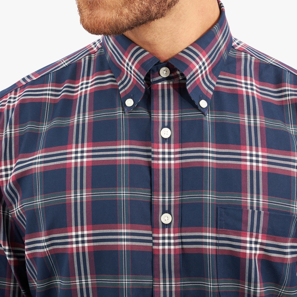 Brooks Brothers Marineblauw Non-Iron Stretch Supima Katoenen Overhemd met Button Down Kraag in Tartan Blue Heren