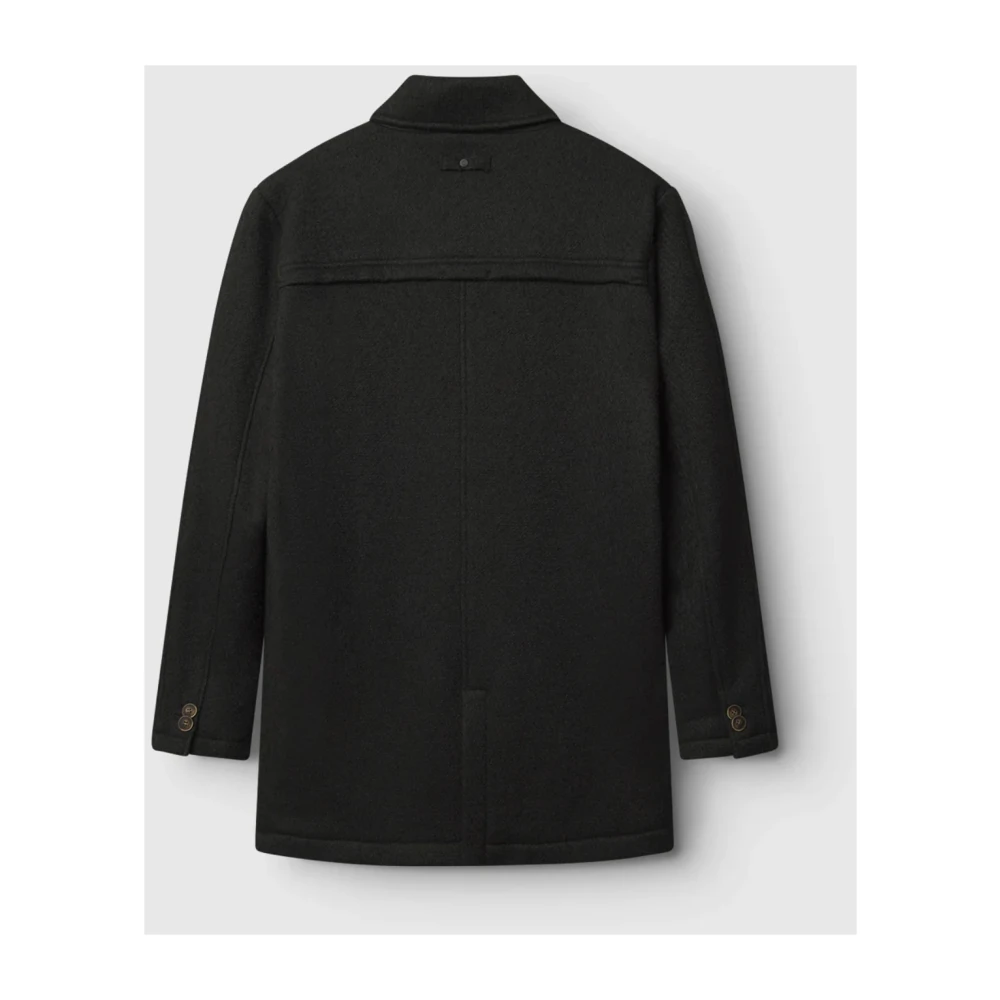 Gabba Zwarte Wollen Single-Breasted Jas Black Heren