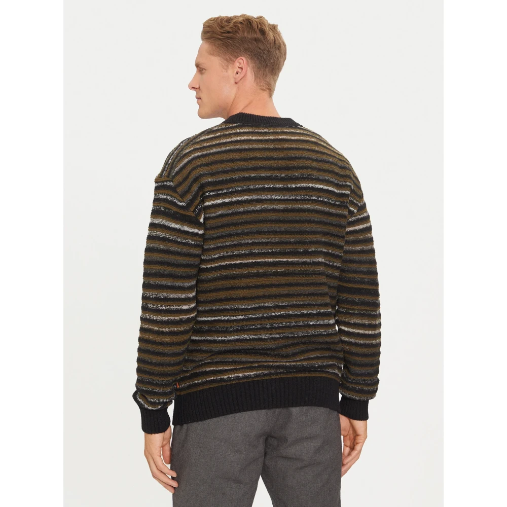 Hugo Boss Gebreide wollen trui Black Heren