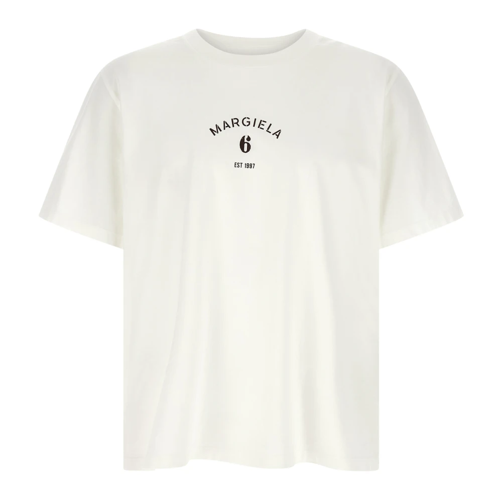 Mm6 Maison Margiela Men's White T-Shirts, Xl, Cotton Jersey T-Shirt