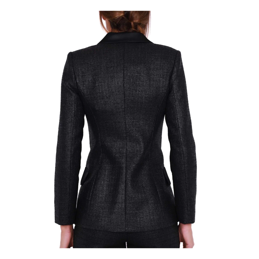 Elisabetta Franchi Elegante dubbelrijige zwarte blazer Black Dames