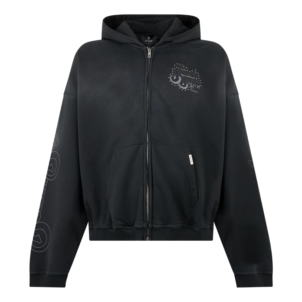 Represent Hooded Sweatshirt With Zip - Male - Zip-Throughs - Black - L - Sweatshirts & Hoodies