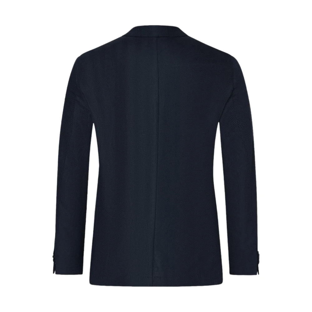 Oscar Jacobson Navy Herringbone Blazer Stijlvol Comfortabel Blue Heren