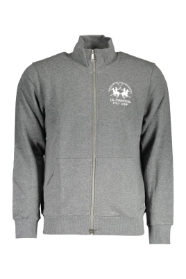 Grå Zip-Up Tröja med Brodyr