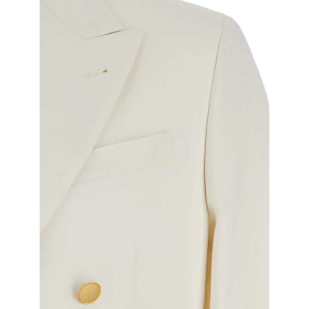 Reveres 1949 Witte Double Breasted Peak Revers Jas White Heren