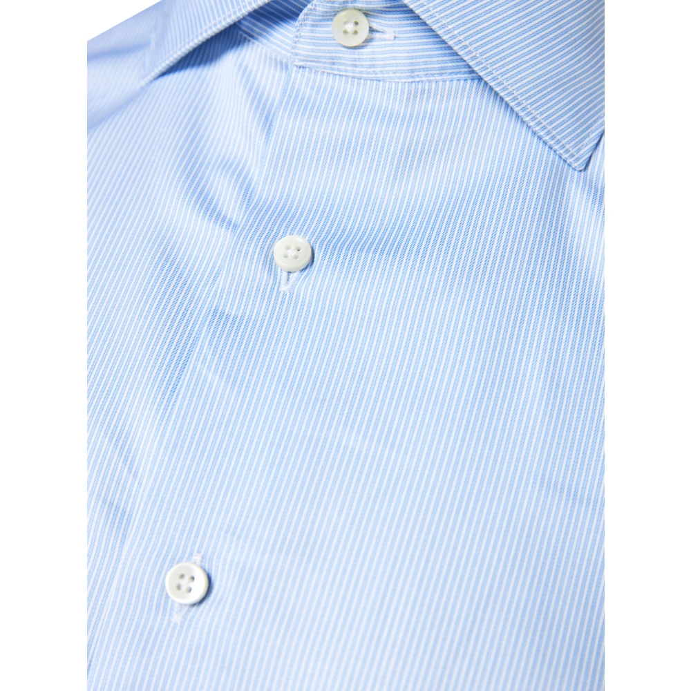 Canali Gestreept Katoenen Overhemd Impeccabile Lijn Blue Heren