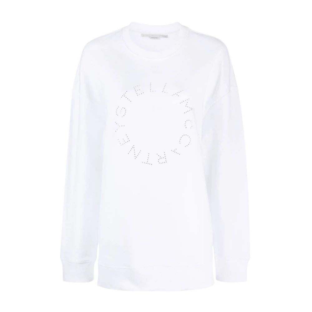 Stella Mccartney Wit Rhinestone Logo Sweatshirt White Dames