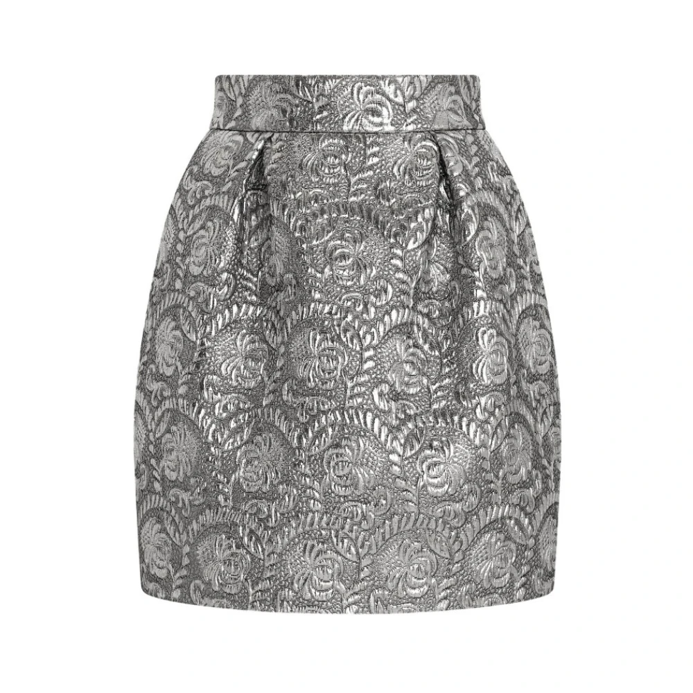 Dolce & Gabbana Donna Grigio Gonna Midi In Broccato Con Tasche