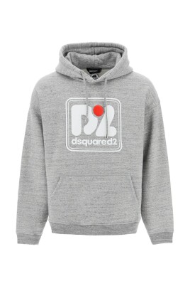 sweat-a-capuche-imprime-gris