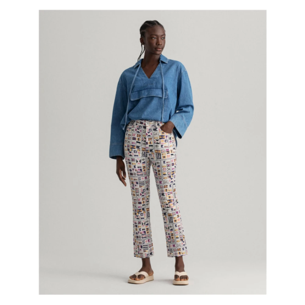 Gant Flared Jeans met Vlagprint Multicolor Dames