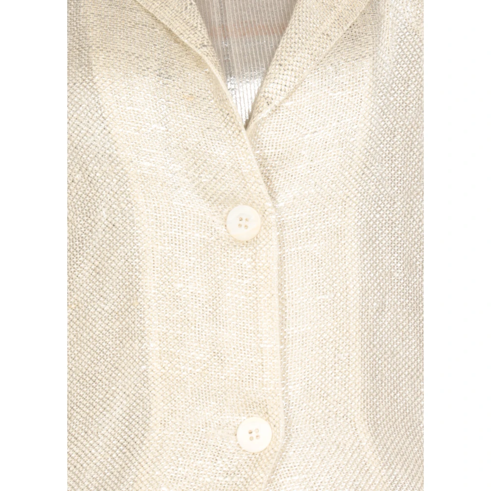 Avant Toi Zilver Linnen Blazer met Lurex Details Gray Dames