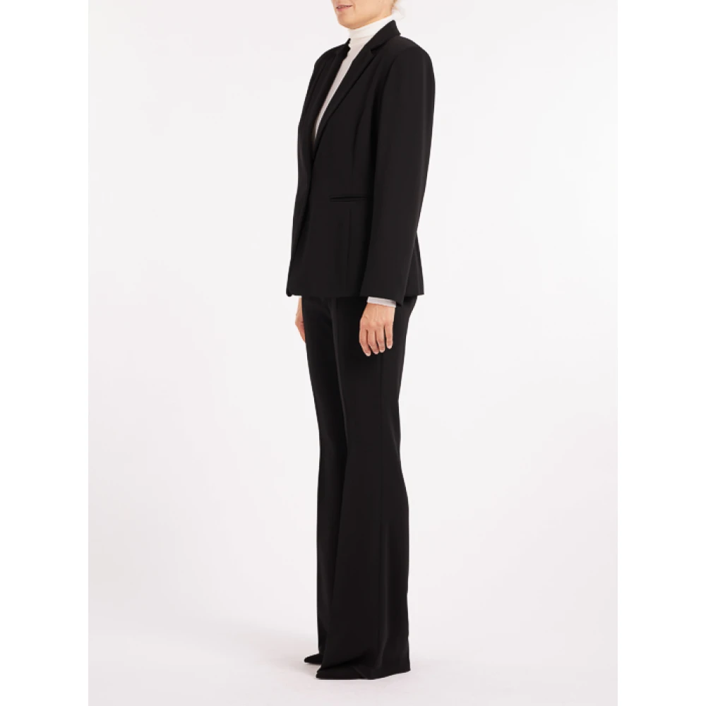 Marina Rinaldi Zwarte Katoenen Blazer met Reverskraag Black Dames