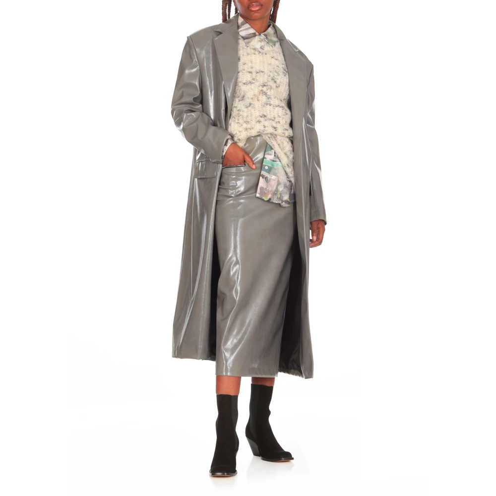 Msgm Grijze Rok met Ritszakken en Split Gray Dames