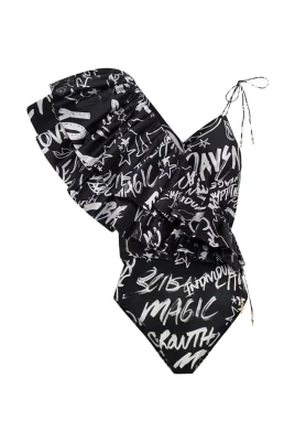 Scribble Mönstrad Body med Volang