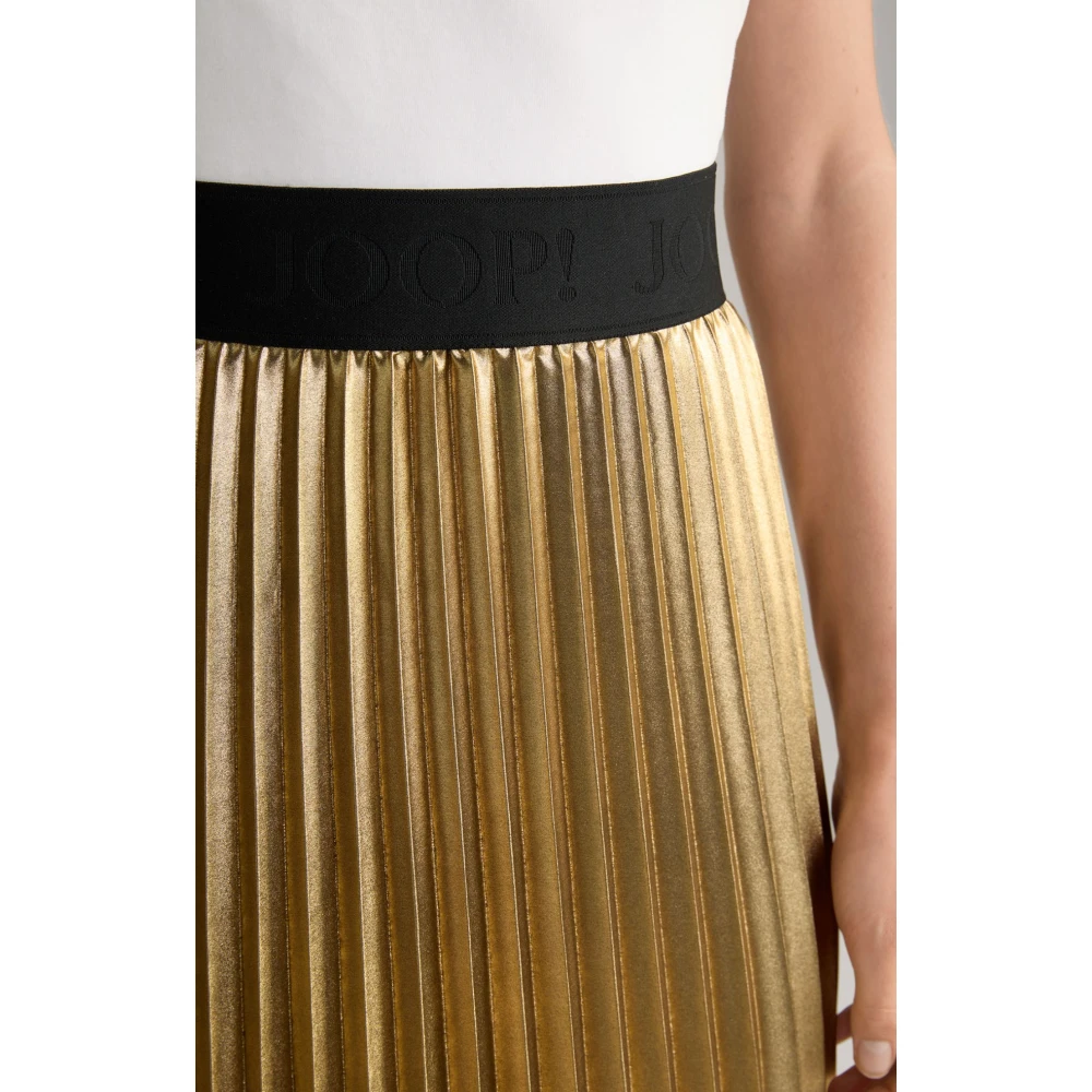 Joop! Geplooide gouden rok met elastische taille Beige Dames