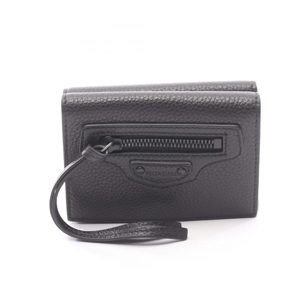 Balenciaga Vintage Men's Black Pre-Owned Vintage Leather Bifold Wallet