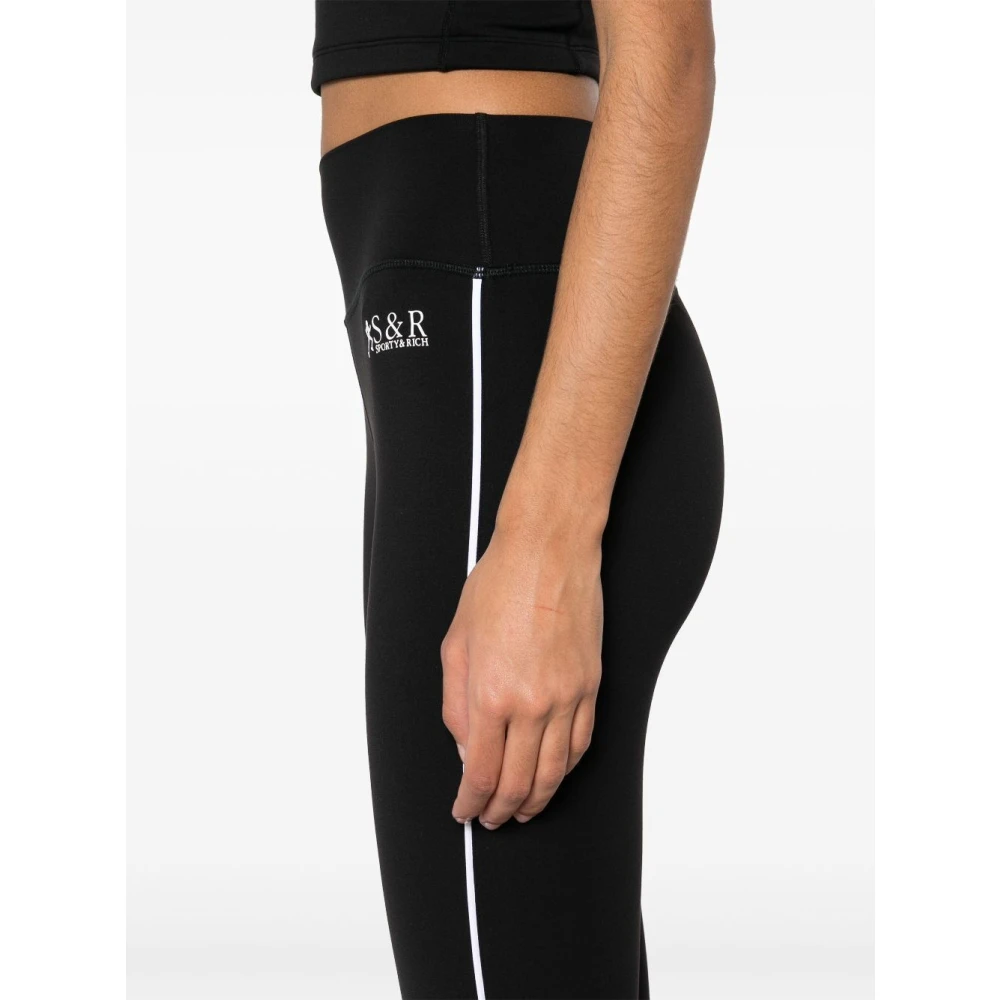 Sporty & Rich Zwarte sportlegging met logoborduursel Black Dames
