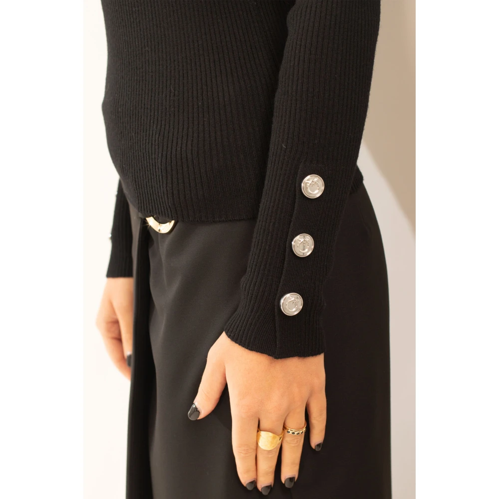 pinko Geribbelde Cut-Out Sweater in Z99 Black Dames