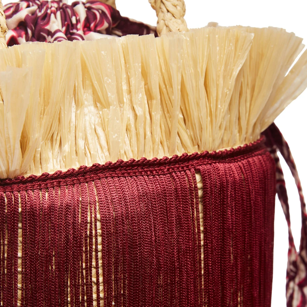 La DoubleJ Raffia Emmer Tas met Franjes Purple Dames