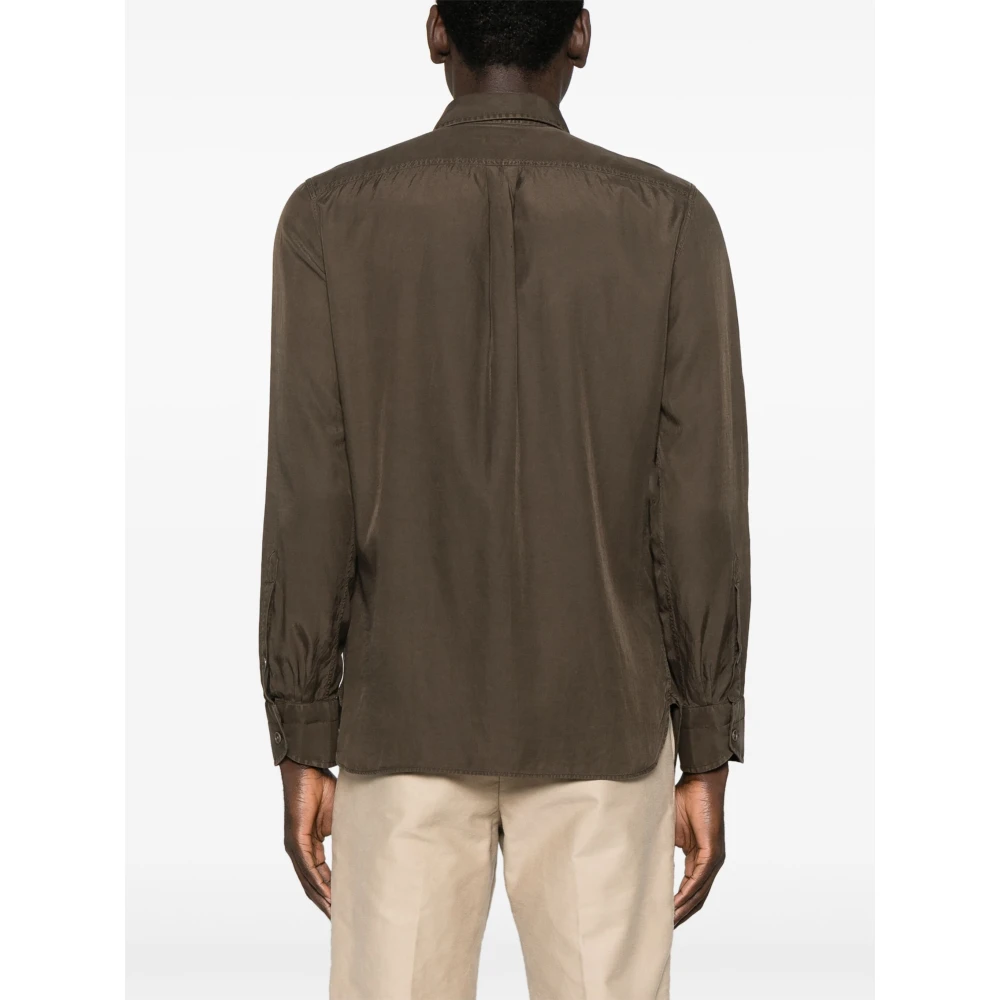 Tom Ford Slim Fit Militaire Twill Shirt Brown Heren