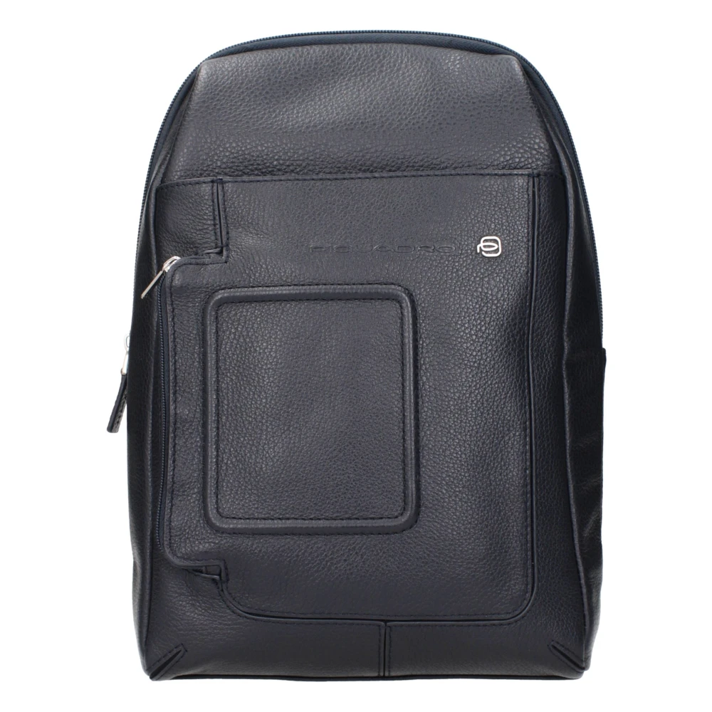 Piquadro Uomo Nero Borsa A Tracolla In Pelle Blu Con Logo