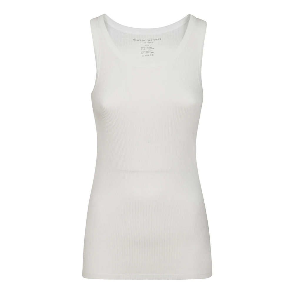 Majestic filatures Slim Fit Tanktop Licht & Zacht White Dames