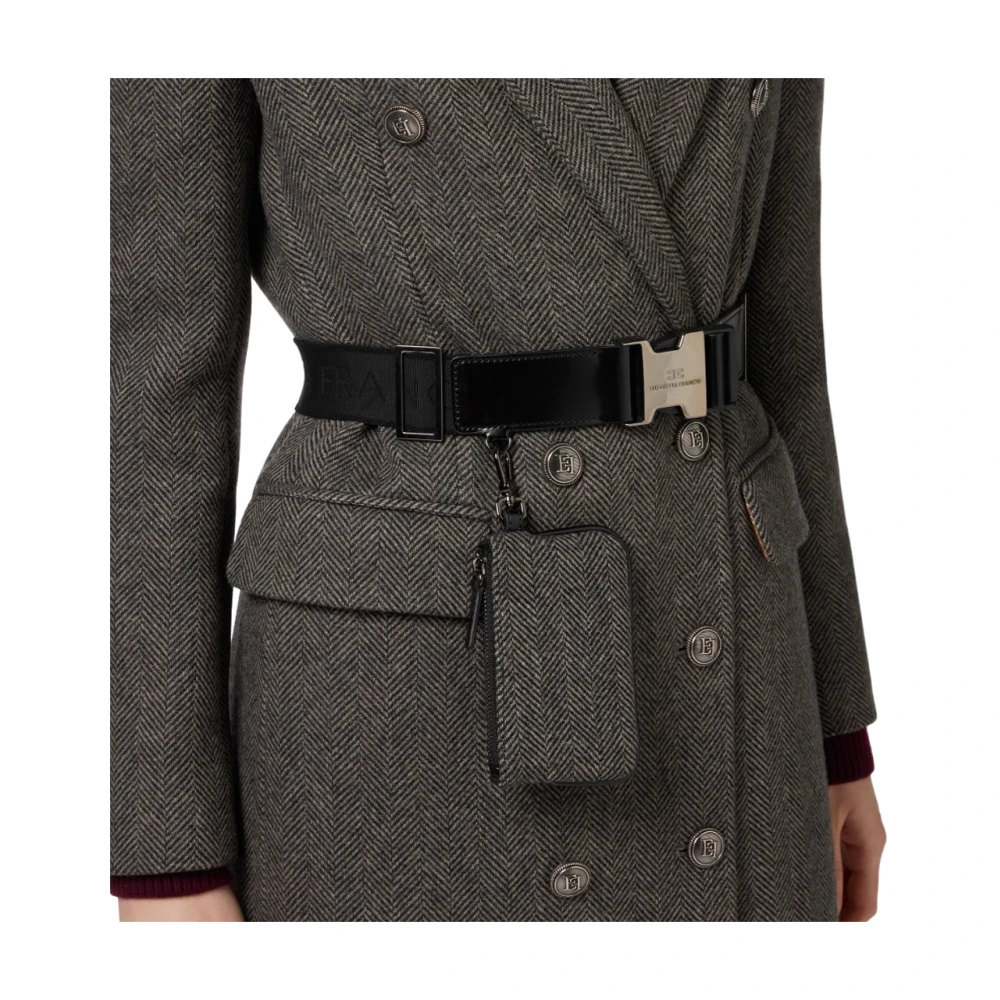 Elisabetta Franchi Wollen jas met utility riem Gray Dames