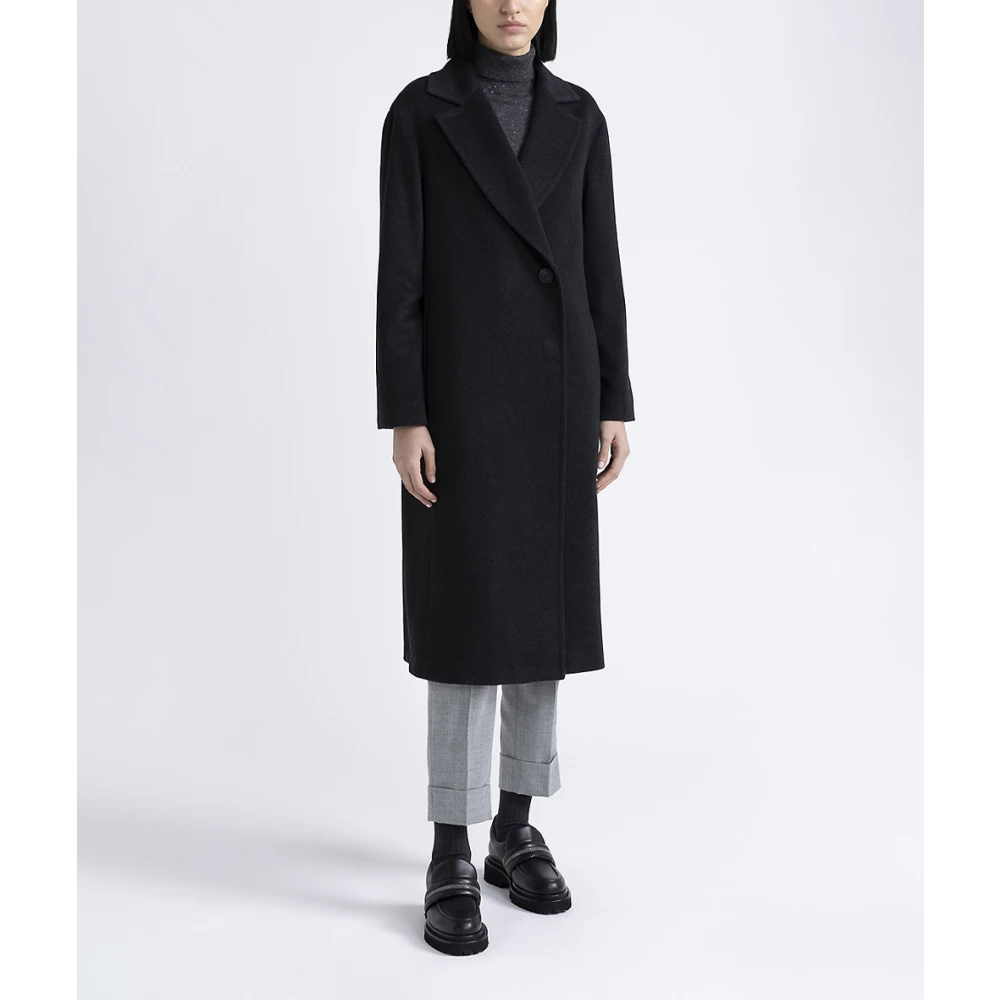 PESERICO Puure kasjmier wollen jas Black Dames