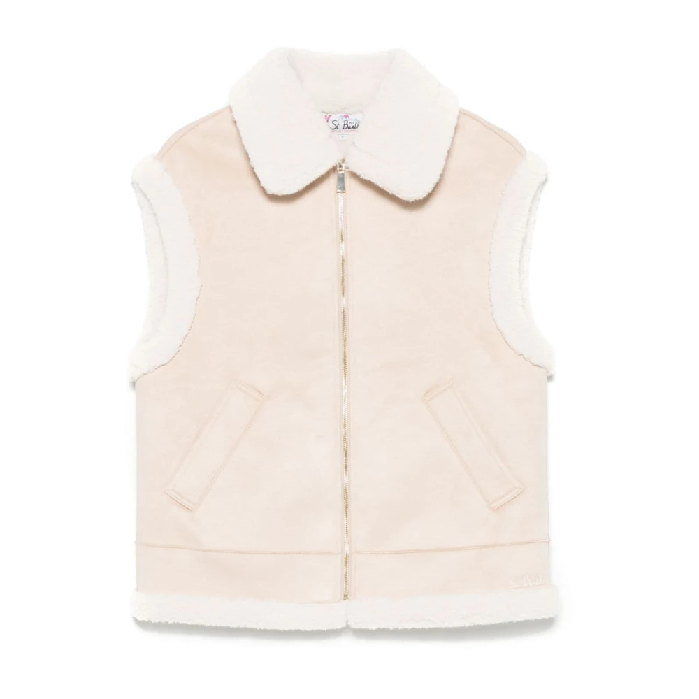 MC2 Saint Barth Beige Gebreid Gilet Aw24 Beige Dames