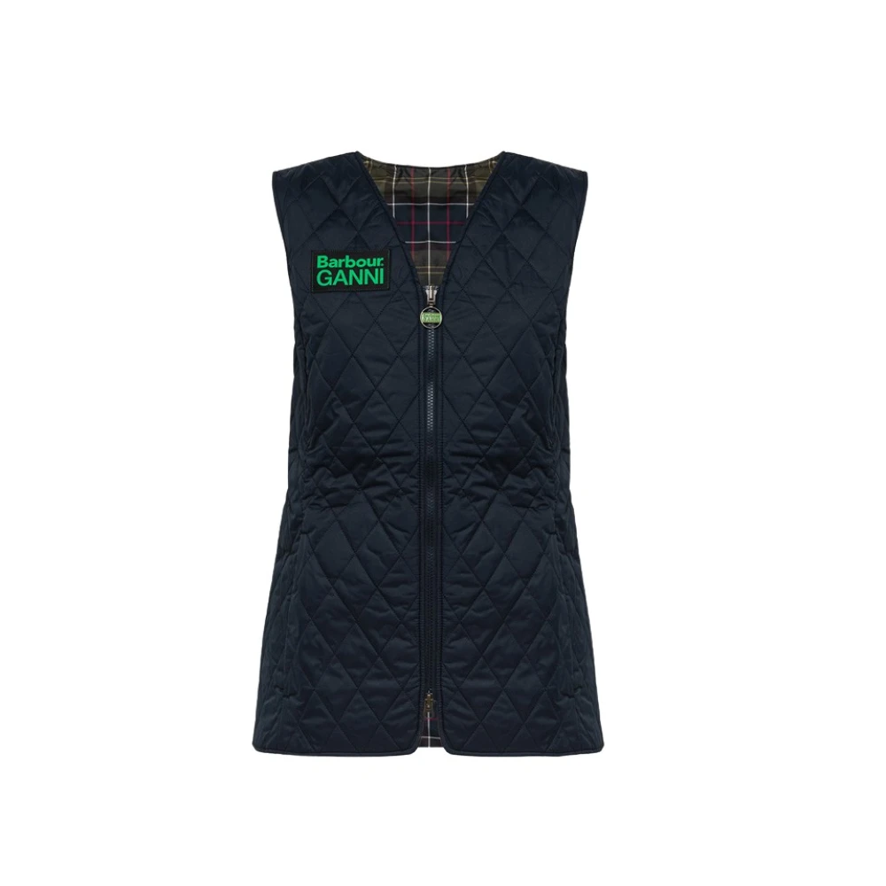 Barbour Omkeerbare Gewatteerde Vest met Dubbel-Logo Rits Green Dames