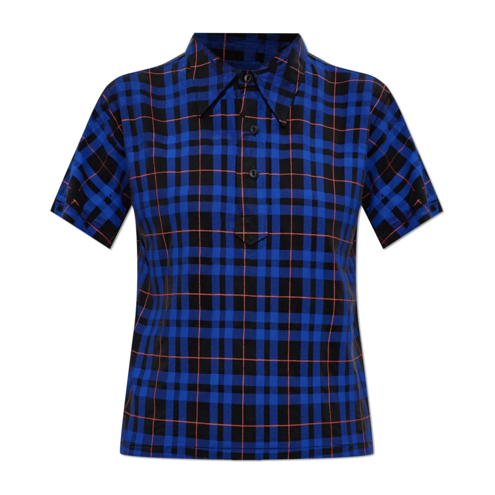 Maison Margiela Damen Blau Kariertes T-Shirt