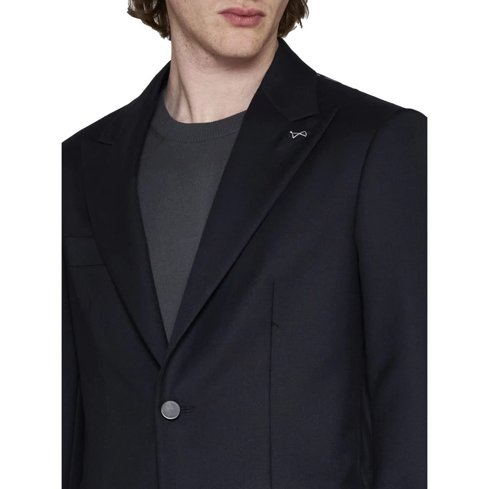 D4.0 Midnight Blue Wol Blazer met Peak Revers Blue Heren