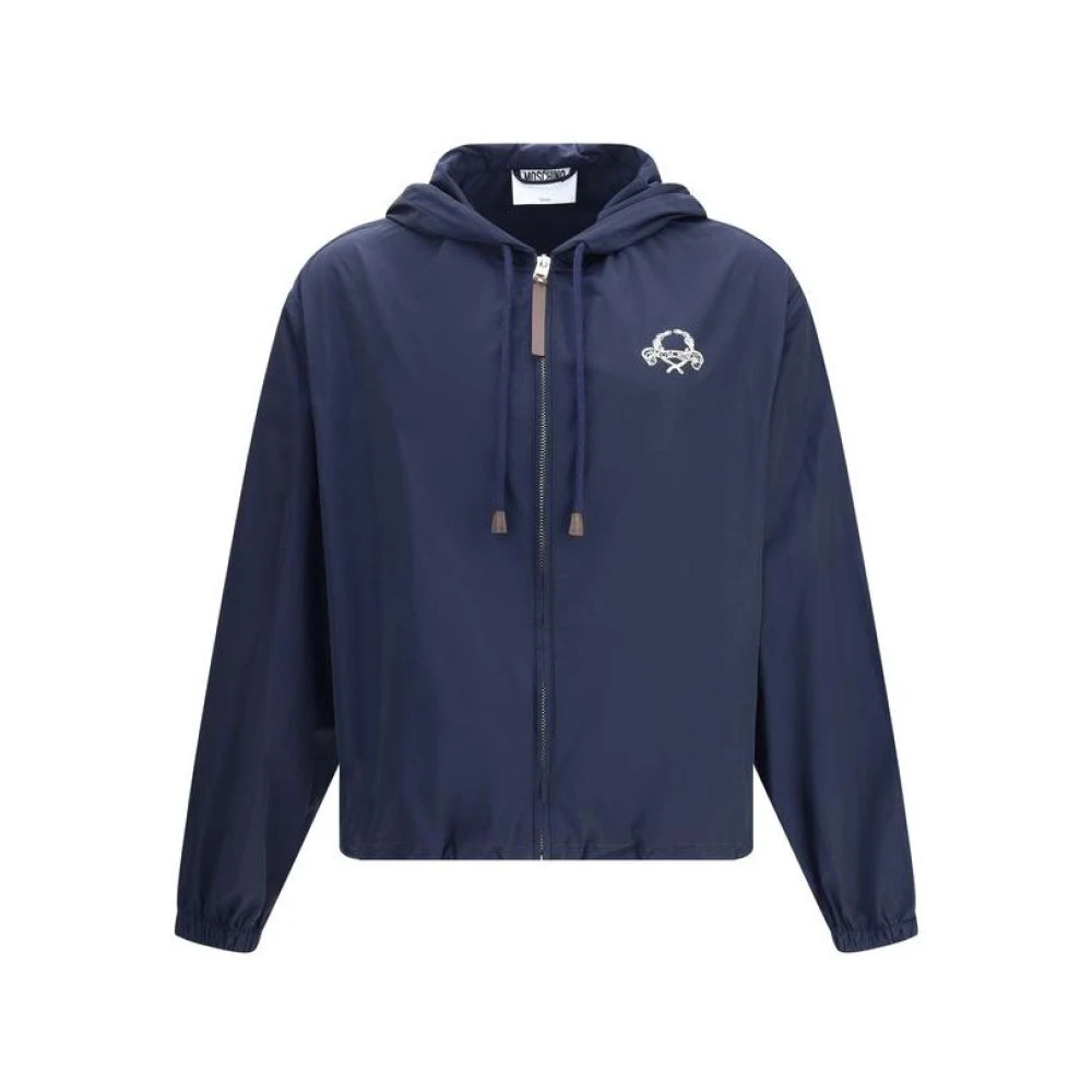 Moschino Men's Blue Urban Waterproof Hooded Jacket