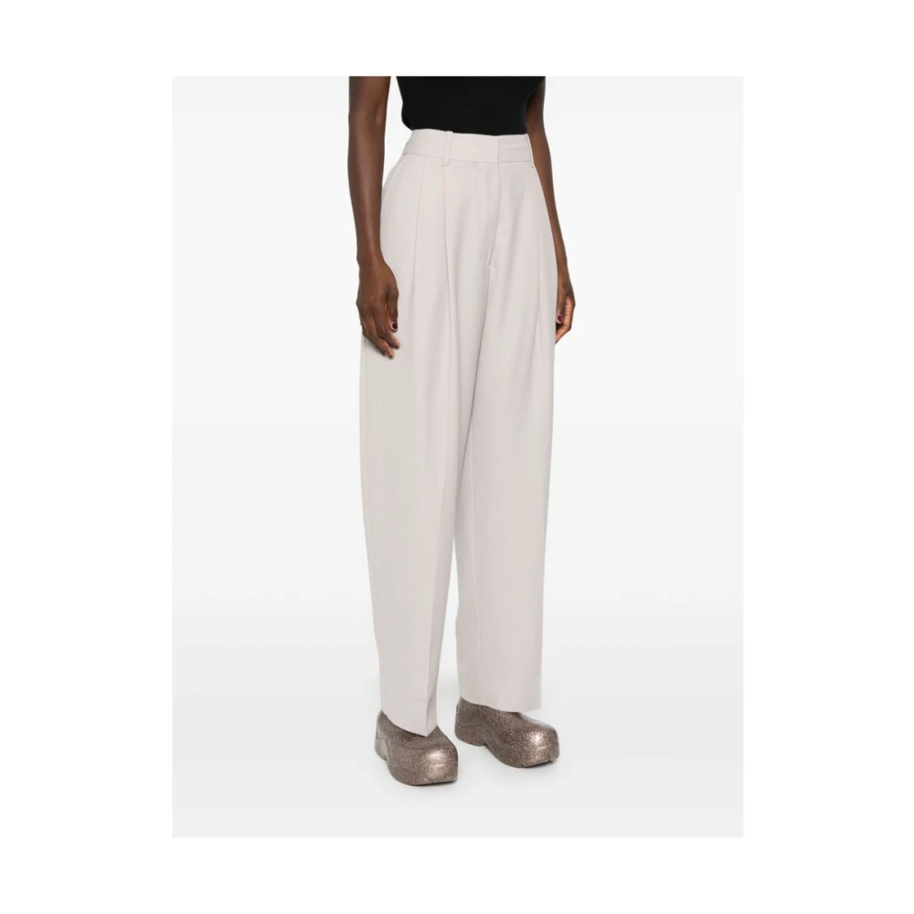Studio Nicholson Lichtgrijze Oxford Weave Tapered Broek Gray Dames
