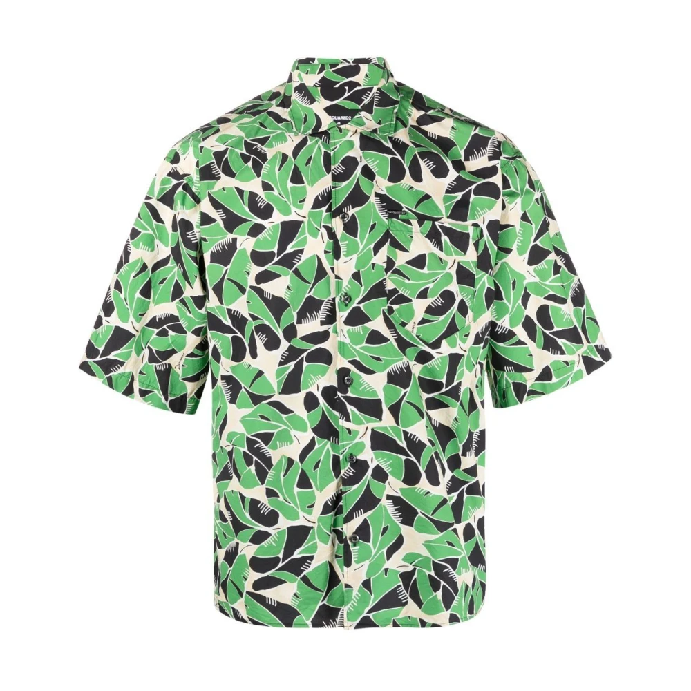 Dsquared2 Men's Multicolor Beige Green Shirt - Short Sleeve Shirts - M - Shirts