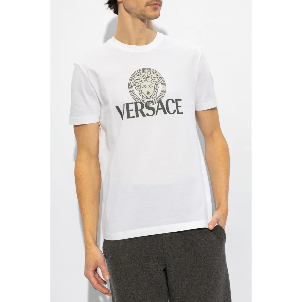 Versace T-shirt met logo White Heren