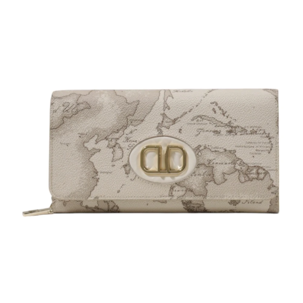 Alviero Martini 1a Classe Bedrukte portemonnee met lederen details Beige Dames